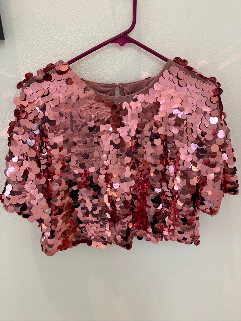 a new day Pink Sequin Crop Top